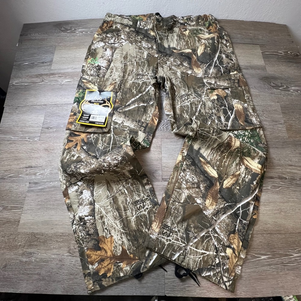 Realtree Cargo Pants Mens XL 40/42 Camo Edge 6-Pocket Drawstring New